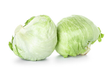 Fototapeta premium Iceberg lettuce on white background