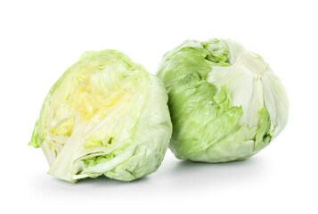Fototapeta premium Iceberg lettuce on white background