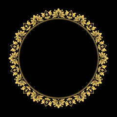 Decorative frame Elegant vector element for design in Eastern style, place for text. Floral golden and black border. Lace illustration for invitations and greeting cards