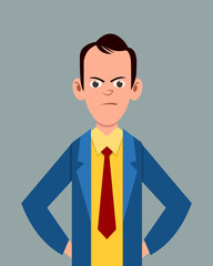 Cartoon male daunting facial expression vector illustration. Young businessman character expression for design, motion or animation.