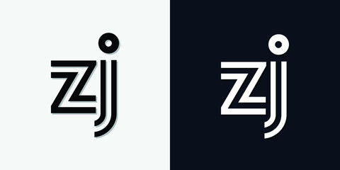 Modern Abstract Initial letter ZJ logo. This icon incorporates two abstract typefaces in a creative way. It will be suitable for which company or brand name starts those initial.