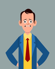Cartoon male disappointed facial expression vector illustration. Young businessman character expression for design, motion or animation.