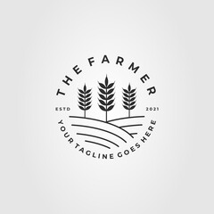 vintage wheat farming, farmer logo template vector illustration design