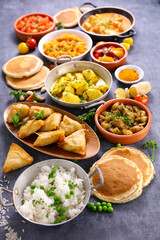 assorted of indian food- top view
