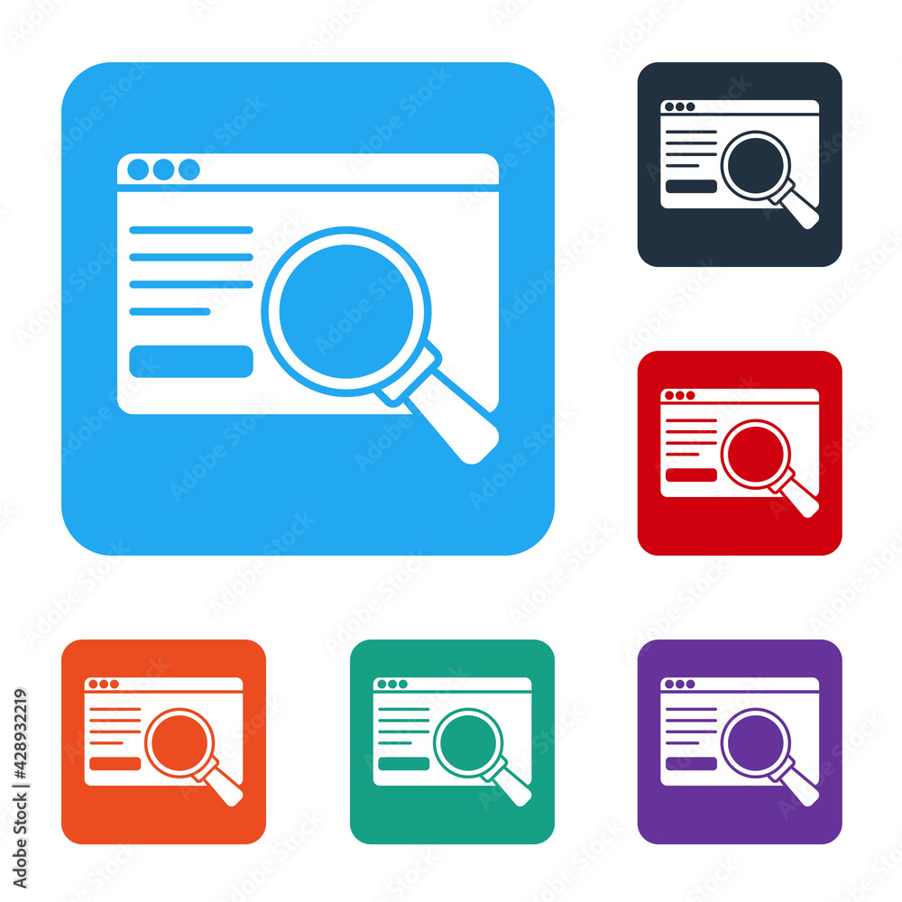 Poster white ui or ux design icon isolated on white background. set icons in color square buttons. vector