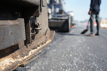 Road construction blur With heavy machinery