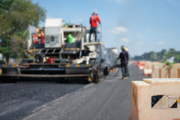 Road construction blur With heavy machinery