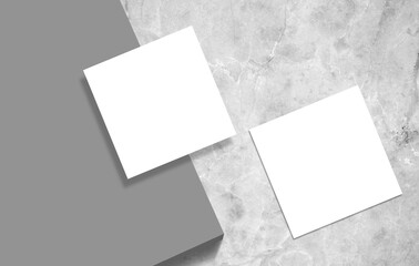 square white business card laying mockup on the beautiful marble