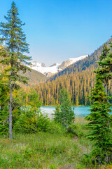 Majestic mountain lake in Canada. Upper Joffre Lake Trail View.