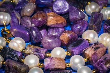 Charoite and pearls