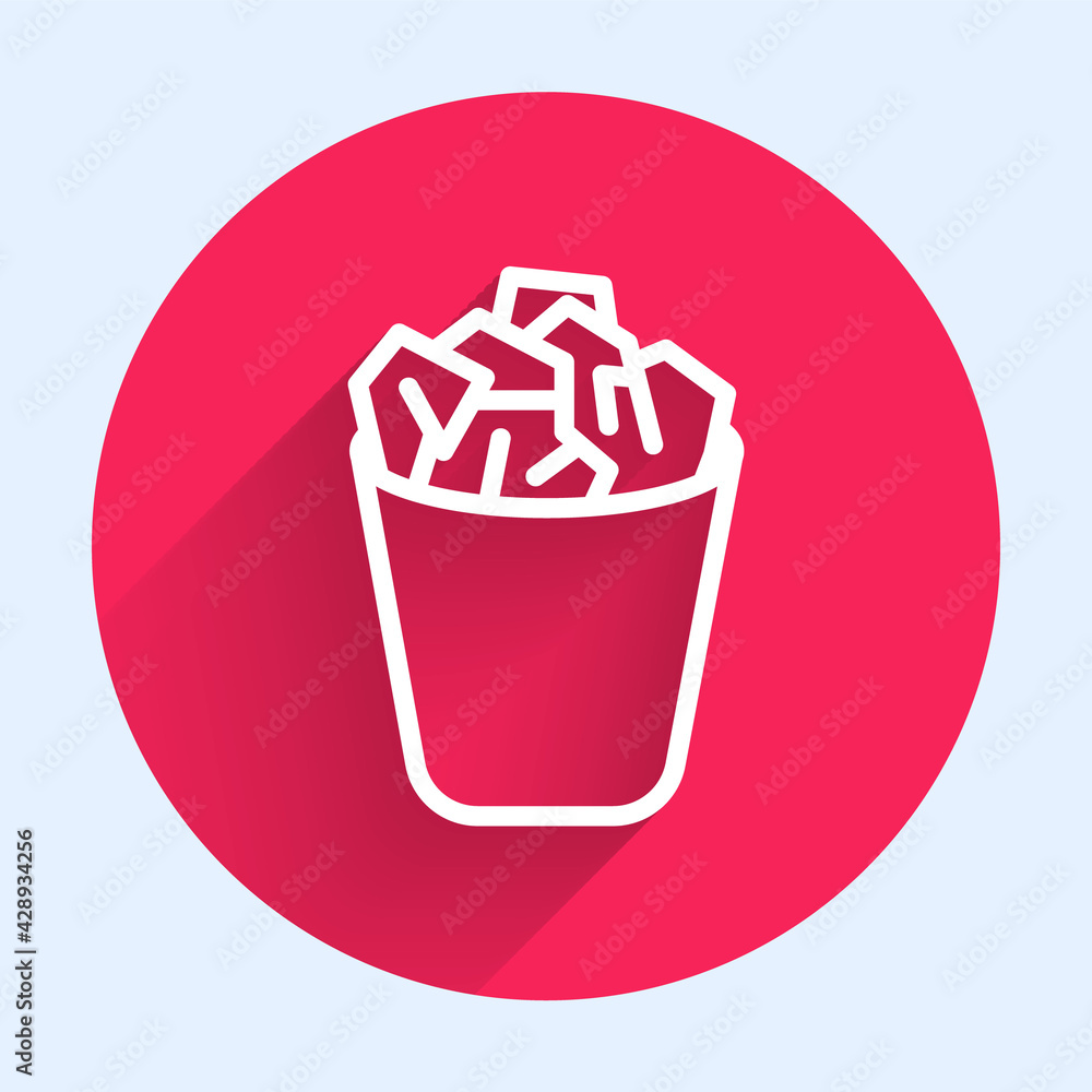Poster white line full trash can icon isolated with long shadow. garbage bin sign. recycle basket icon. off
