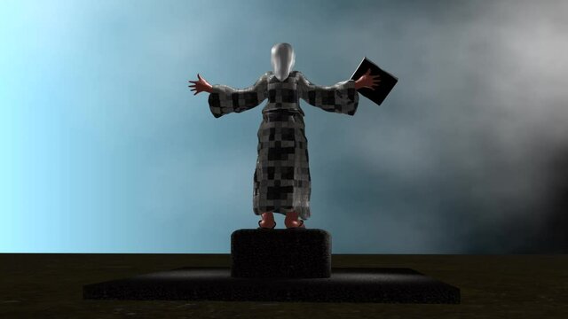 Sculpture of the Prophet Enoque announcing the flood and the birth of Noah.