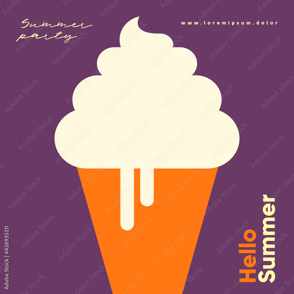 Wall mural ice cream. summer. flat vector illustration. summer time, background patterns on the theme of summer