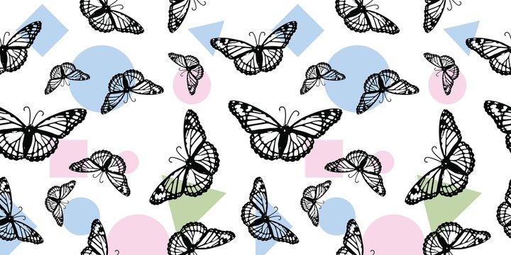 Vector Pastel black Butterflies Repeat Seamless Pattern Background. perfect for gift covers, walpapers, etc. eps file