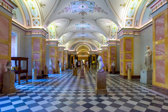 Saint Petersburg, Russia - April 2021: Hall of Heracles in Hermitage museum