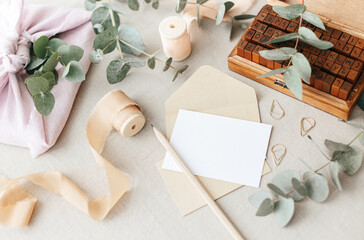 Neutral colors stationery mock-up scene.