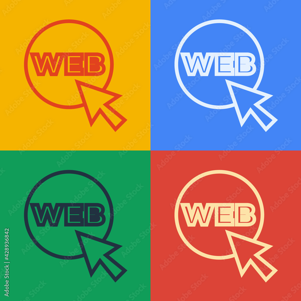 Poster pop art line web and graphic design icon isolated on color background. creative and development. vec