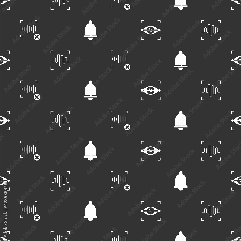 Poster set eye scan, voice recognition, rejection voice and motion sensor on seamless pattern. vector