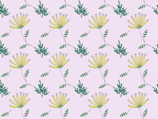 Seamless floral pattern (set) includes cute flowers and leaves for background, print fabric, wrapping paper, digital printed t-shirt design, card cover, spring wallpaper, decoupage, DIY and more.