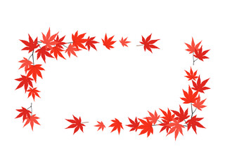 紅葉したモミジの枝葉のフレーム（長方形）