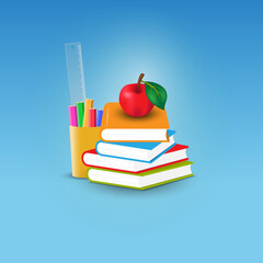 books and stationery vector graphic for any business especially for education, teacher day.