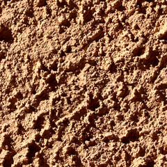 Seamless texture. Rough brown background. Clay soil illuminated by the sun. Textured natural background.