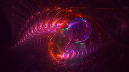 3D rendering abstract colorful fractal light background