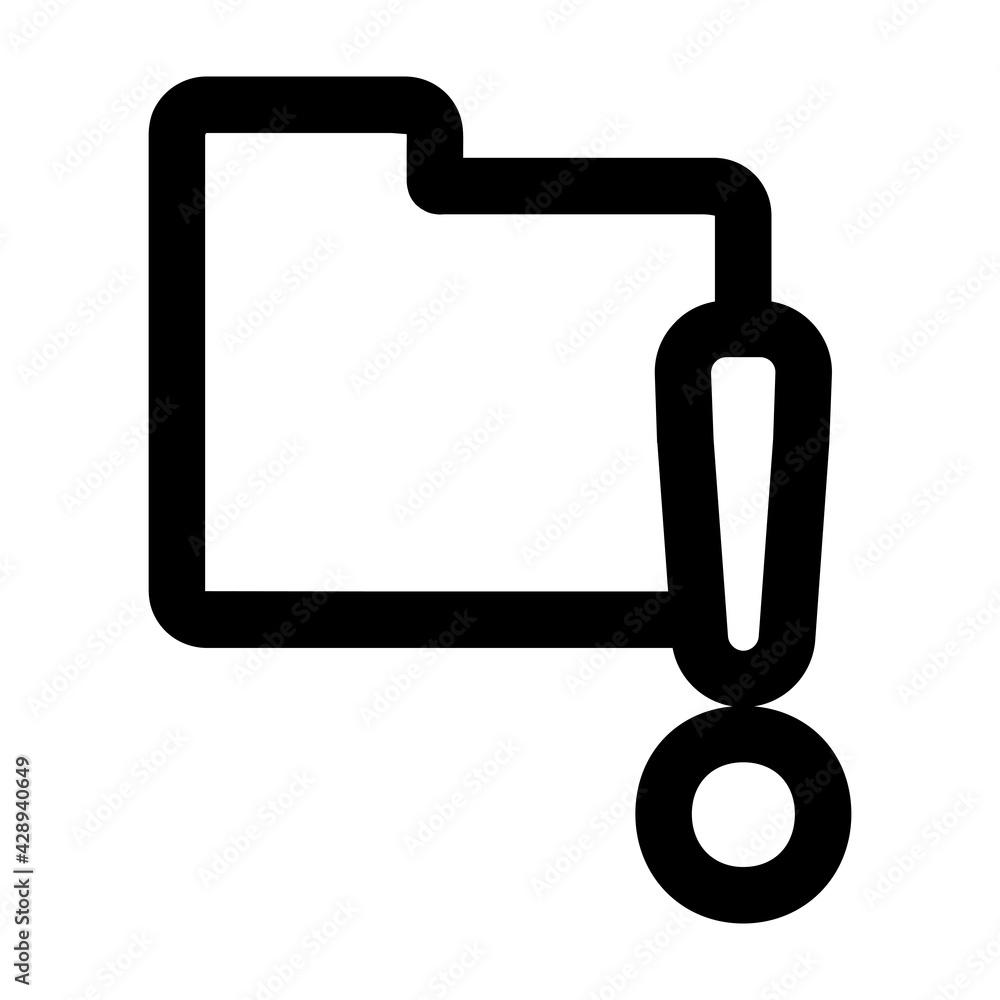 Poster folder with warning mark icon. folder illustration. flat vector icon. can use for, icon design eleme