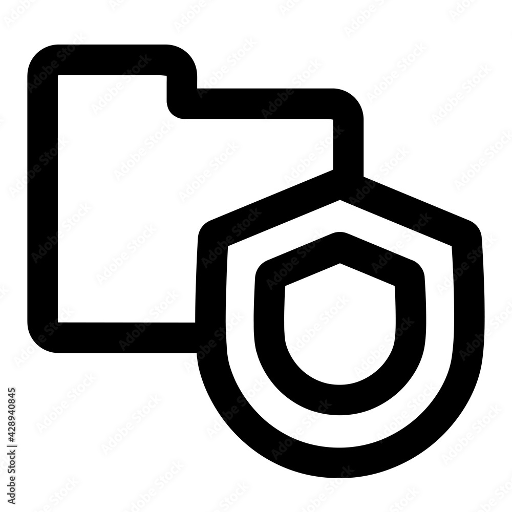 Poster file folder icon. file folder with protection shield illustration. flat vector icon. can use for, ic