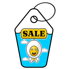 illustration of cartoon mascot character, boiled egg mascot sales label is very suitable for advertising or promotion