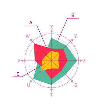 Statistic radar chart for business presentation
