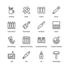 Arts and Crafts Stroke thin line icons - Vector