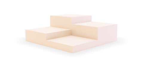 Square pedestal with step mockup isolated on white