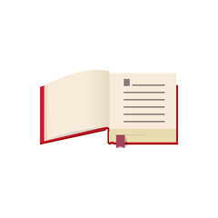 open book icon, flat style vector graphics art illustration, clip art isolated on white background.