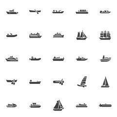 Ships and boats vector icons set