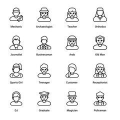 Avatar outline Icons - stroke, vector