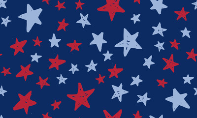  Independence Day USA. Stars grunge. Presidents day. Hand drawn illustration.