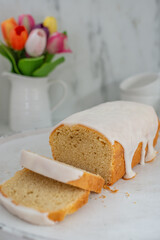 Homemade pound cake with vanilla and organic lemons