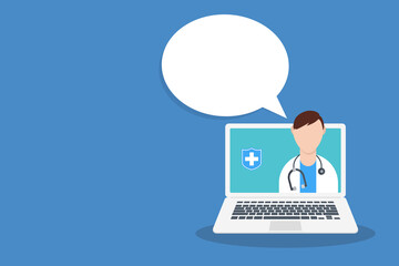 Online medical consultation or Doctor online concept. Concept for medical app and websites. Flat vector illustration.