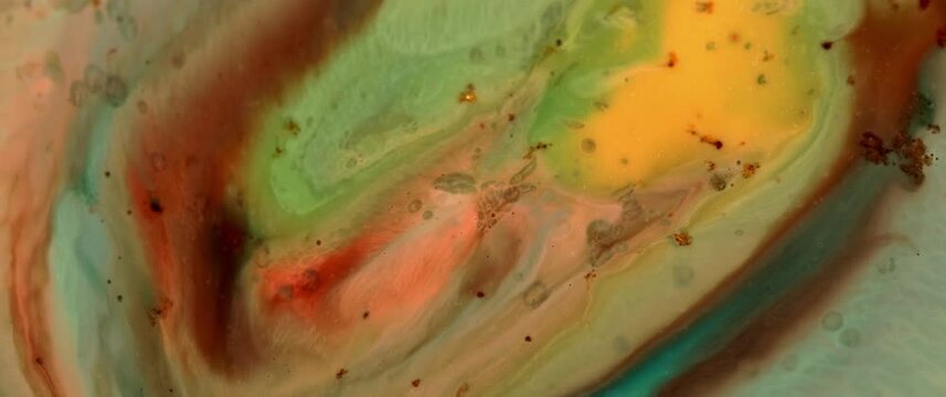 Macro Textures with Vibrant Neon Color Palette. Abstract Background Made with Oil Mixed with Green and Red Dye, Ink, and Paint.