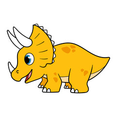 Cartoon Triceratops Dinosaur Vector Illustration