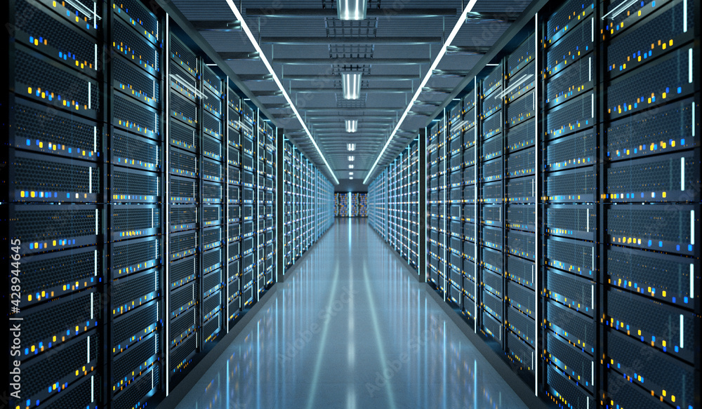 Poster server room data center - 3d rendering