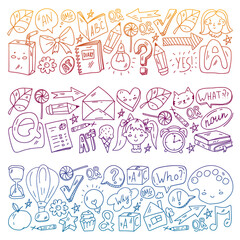 Vector pattern with little children. Kindergarten. Imagination. Creativity. Play.