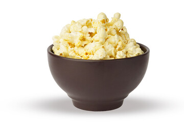 popcorn in a plate isolated on white , full depth of field