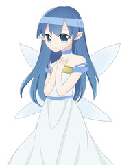 妖精のイラスト　青　クール