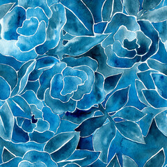 seamless floral pattern, continuous filling, watercolor
