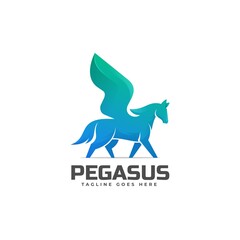 Vector Logo Illustration Pegasus Gradient Colorful Style.
