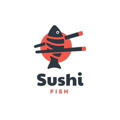 Vector Logo Illustration Sushi Simple Mascot Style.