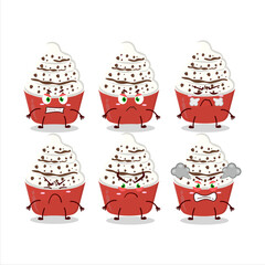 Ice cream vanilla cup cartoon character with various angry expressions