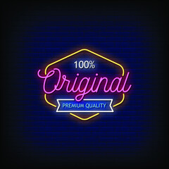 Original Premium Quality Logo Neon Signs Style Text Vector